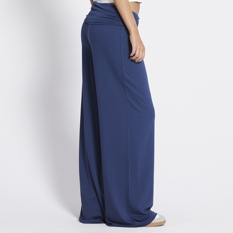Foldable wide pants "Eleni" Washed navy